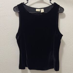 Merona Black Velvet Silk Blend Sleeveless Side Zip Top XL